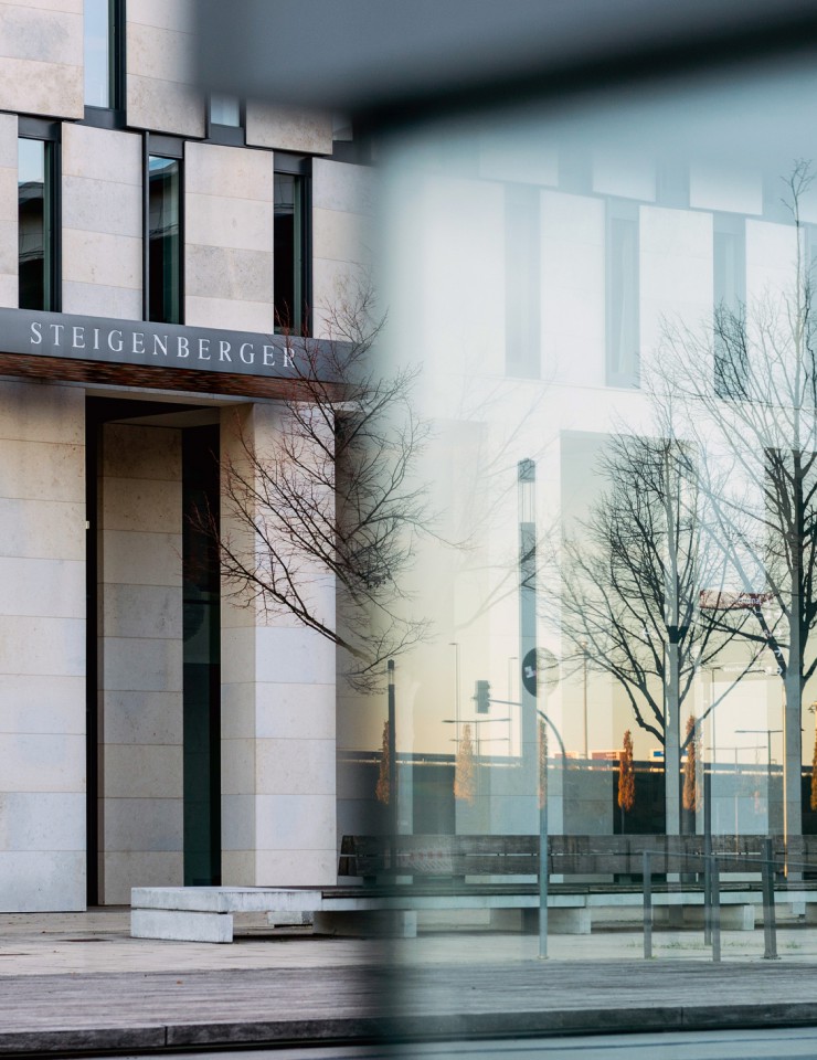 The modern entrance to a Steigenberger hotel.