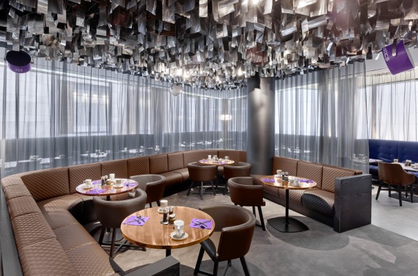 A modern lounge area with 180° windows.